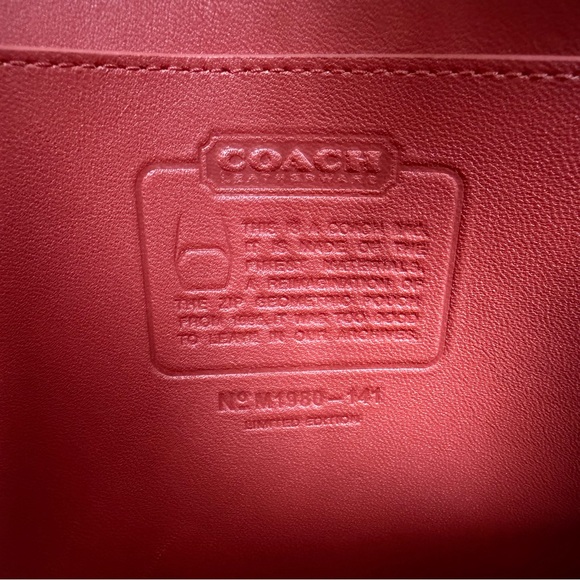 COACH Originals Archival Zip Geometric Pouch Leather Crossbody Bag Carmine Red - Picture 13 of 16